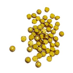 SKUNDAN0018- ARNA’S 25 GM PACK OF SIZE 4 MM X 4 MM OPAQUE YELLOW ROUND MOTIF STICKING KUNDAN FOR EARRING| JEWELLERY MAKING