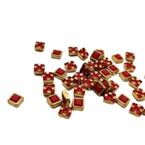 SKUNDAN0022- ARNA’S 25 GM PACK OF SIZE 5 MM X 5 MM OPAQUE RUBY RED SQUARE MOTIF STICKING KUNDAN FOR EARRING| JEWELLERY MAKING