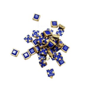 SKUNDAN0023- ARNA’S 25 GM PACK OF SIZE 5 MM X 5 MM OPAQUE BLUE SQUARE MOTIF STICKING KUNDAN FOR EARRING| JEWELLERY MAKING