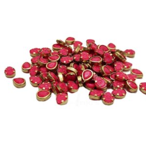 SKUNDAN0025- ARNA’S 25 GM PACK OF SIZE 6 MM X 5 MM OPAQUE PINK DROP MOTIF STICKING KUNDAN FOR EARRING| JEWELLERY MAKING