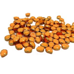 SKUNDAN0026- ARNA’S 25 GM PACK OF SIZE 6 MM X 5 MM OPAQUE ORANGE DROP MOTIF STICKING KUNDAN FOR EARRING| JEWELLERY MAKING