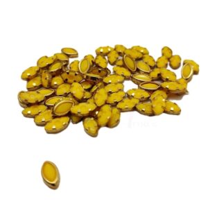 SKUNDAN0027- ARNA’S 25 GM PACK OF SIZE 8 MM X 4 MM OPAQUE YELLOW GEOMETRIC MOTIF STICKING KUNDAN FOR EARRING| JEWELLERY MAKING