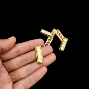 CONNECTOR0001- ARNA’S 4 PCs PACK OF GOLDEN FOUR HOLE KUNDAN CONNECTOR FOR JEWELLERY MAKING