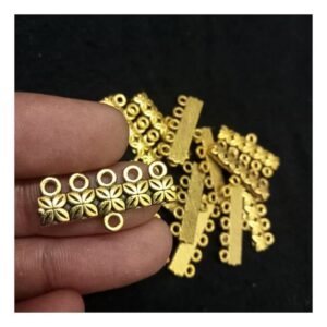 CONNECTOR0002- ARNA'S 20 PCs PACK OF GOLDEN OXIDISED GERMAN SILVER FIVE LOOP CONNECTOR FOR JEWELLERY MAKING