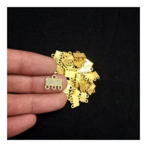CONNECTOR0006- ARNA’S 20 PCs PACK OF GOLDEN OXIDISED GERMAN SILVER TRIPLE LOOP CONNECTOR FOR JEWELLERY MAKING