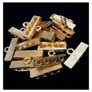 CONNECTOR0007- ARNA’S 20 PCs PACK OF GOLDEN BRASS METAL FOUR HOLE CONNECTOR FOR JEWELLERY MAKING