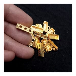 CONNECTOR0008- ARNA’S 20 PCs PACK OF GOLDEN BRASS METAL THREE HOLE CONNECTOR FOR JEWELLERY MAKING