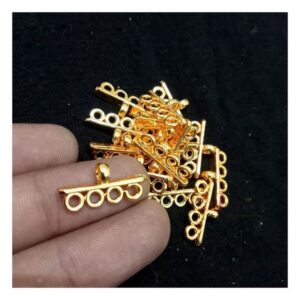 CONNECTOR0014- ARNA’S 20 PCs PACK OF GOLDEN BRASS METAL FOUR LOOP CONNECTOR FOR JEWELLERY MAKING