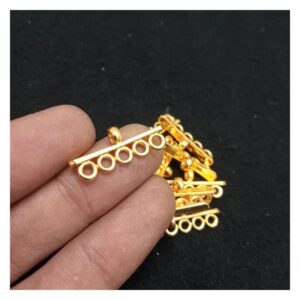 CONNECTOR0015- ARNA’S 20 PCs PACK OF GOLDEN BRASS METAL FIVE LOOP CONNECTOR FOR JEWELLERY MAKING