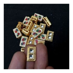 CONNECTOR0017- ARNA’S 4 PCs PACK OF GOLDEN DOUBLE HOLE KUNDAN CONNECTOR FOR JEWELLERY MAKING