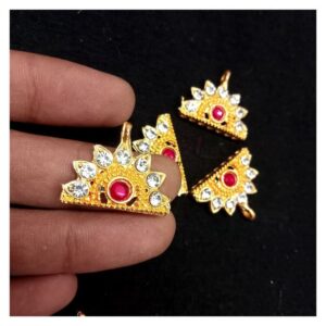 CONNECTOR0020- ARNA’S 4 PCs PACK OF GOLDEN SEVEN HOLE RED WHITE STONE KUNDAN CONNECTOR FOR JEWELLERY MAKING