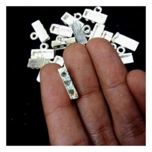 CONNECTOR0022- ARNA’S 20 PCs PACK OF SILVER BRASS METAL THREE HOLE CONNECTOR FOR JEWELLERY MAKING