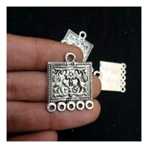 CONNECTOR0025- ARNA’S 20 PCs PACK OF SILVER OXIDISED GERMAN SILVER FIVE LOOP CONNECTOR FOR JEWELLERY MAKING