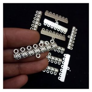 CONNECTOR0027- ARNA’S 20 PCs PACK OF SILVER OXIDISED GERMAN SILVER SEVEN LOOP CONNECTOR FOR JEWELLERY MAKING