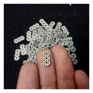 CONNECTOR0029- ARNA’S 40 PCs PACK OF SILVER OXIDISED GERMAN SILVER TRIPLE HOLE DIVIDER FOR JEWELLERY MAKING