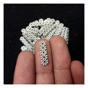 CONNECTOR0030- ARNA’S 30 PCs PACK OF SILVER OXIDISED GERMAN SILVER FIVE HOLE DIVIDER FOR JEWELLERY MAKING