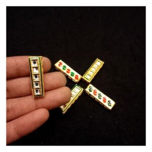 CONNECTOR0045- ARNA’S 4 PCs PACK OF GOLDEN FIVE HOLE KUNDAN CONNECTOR FOR JEWELLERY MAKING