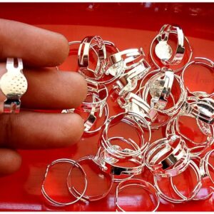 FINDINGS0042 - ARNAS 5 PCs PACK OF SILVER FINGER RING BASE FOR MAKING JEWELLERY | FINGER RING