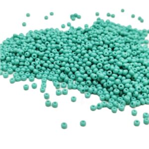 ARNAS SEA GREEN 13/0 SIZE GLASS OPAQUE SEED BEADS (20-40 GM)