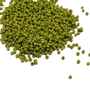 ARNAS OLIVE COLOR 11/0 SIZE GLASS OPAQUE SEED BEADS (20-40 GM)