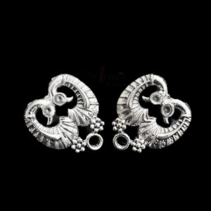 TOPs0102- 3 PAIRS PACK OF GERMAN SILVER | OXIDIZED BIRD MOTIF SILVER SINGLE LOOP STUD TOP FOR EARRING MAKING
