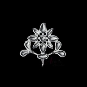 TOPs0105- 3 PAIRS PACK OF GERMAN SILVER | OXIDIZED FLORAL MOTIF SILVER SINGLE LOOP STUD TOP FOR EARRING MAKING
