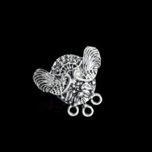 TOPs0106- 3 PAIRS PACK OF GERMAN SILVER | OXIDIZED BIRD MOTIF SILVER TRIPLE LOOP STUD TOP FOR EARRING MAKING