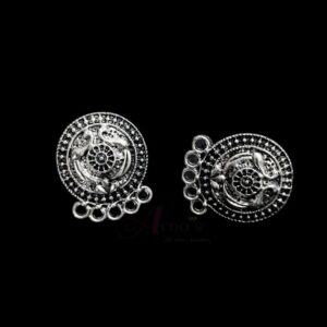 TOPs0107- 5 PAIRS PACK OF GERMAN SILVER | OXIDIZED SILVER FIVE LOOP STUD TOP FOR EARRING MAKING