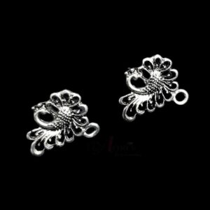 TOPs0108- 5 PAIRS PACK OF GERMAN SILVER | OXIDIZED SILVER SINGLE LOOP STUD TOP FOR EARRING MAKING