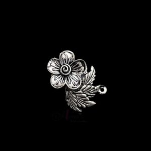 TOPs0109- 1 PAIR OF GERMAN SILVER | OXIDIZED SILVER FLORAL MOTIF SINGLE LOOP STUD TOP FOR EARRING MAKING