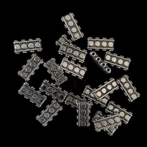 CONNECTOR0033- ARNA’S 25 PCs PACK OF SILVER OXIDISED GERMAN SILVER FOUR HOLE DIVIDER FOR JEWELLERY MAKING