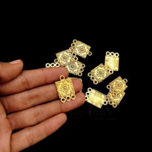 CONNECTOR0037- ARNA’S 20 PCs PACK OF GOLDEN OXIDISED GERMAN SILVER TRIPLE LOOP CONNECTOR FOR JEWELLERY MAKING