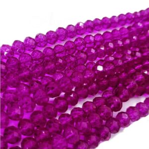 CRYSTAL0011- 1 STRAND 8MM DARK PINK TRANSPERANT CRYSTAL BEADS