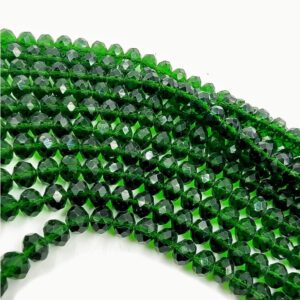 CRYSTAL0015- 1 STRAND 8MM DARK GREEN TRANSPERANT CRYSTAL BEADS
