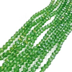 CRYSTAL0058- 1 STRAND 4MM PARROT GREEN TRANSPERANT CRYSTAL BEADS