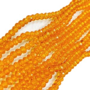 CRYSTAL0060- 1 STRAND 4MM ORANGE TRANSPERANT CRYSTAL BEADS