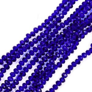 CRYSTAL0063- 1 STRAND 4MM ROYAL BLUE TRANSPERANT CRYSTAL BEADS