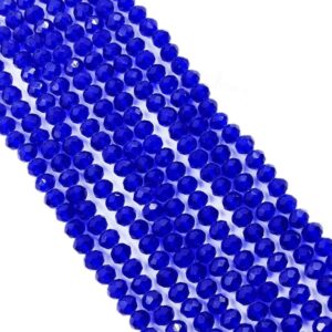 CRYSTAL0026- 1 STRAND 6MM ROYAL BLUE TRANSPERANT CRYSTAL BEADS