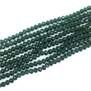 CRYSTAL0032- 1 STRAND 6MM DARK GREEN TRANSPERANT CRYSTAL BEADS