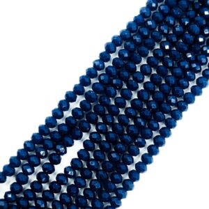CRYSTAL0044- 1 STRAND 4MM METALLIC SUEDE BLUE OPAQUE CRYSTAL BEADS