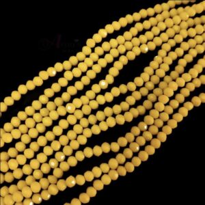 CRYSTAL0047	- 1 STRAND 4MM LIGHT YELLOW OPAQUE CRYSTAL BEADS
