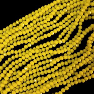 CRYSTAL0048	- 1 STRAND 4MM LEMON YELLOW OPAQUE CRYSTAL BEADS
