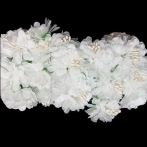 FLOWER0068- 12 PCs PACK OF WHITE FABRIC FLOWER