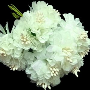 FLOWER0069- 12 PCs PACK OF OFF WHITE FABRIC FLOWER