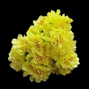 FLOWER0070- 12 PCs PACK OF YELLOW FABRIC FLOWER