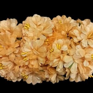FLOWER0071- 12 PCs PACK OF PEACH FABRIC FLOWER