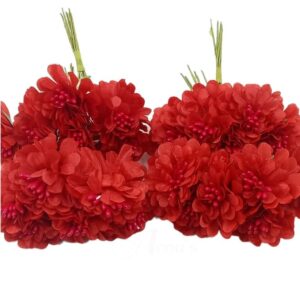 FLOWER0072- 12 PCs PACK OF RED FABRIC FLOWER