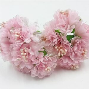 FLOWER0073- 12 PCs PACK OF PINK FABRIC FLOWER