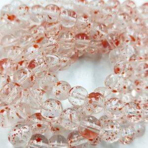 CRACKLEBEADS0001- 1 STRAND ORANGE TRANSPARENT 8 MM CRACKLE BEADS