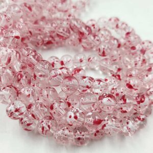 CRACKLEBEADS0002- 1 STRAND RED TRANSPARENT 8 MM CRACKLE BEADS